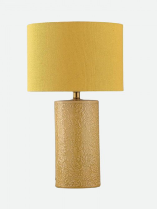 Candeeiro de Mesa Aurea em Cer�mica Amarelo 42 cm