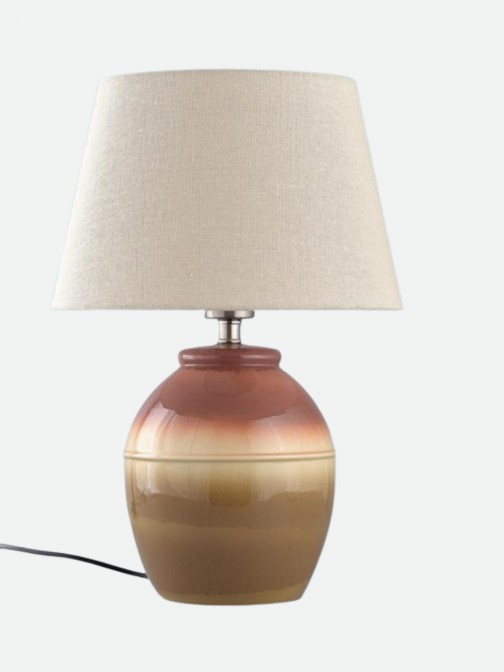 Candeeiro de Mesa Bruma em Cer�mica Bege 40 cm