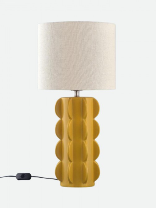 Candeeiro de Mesa Cactus em Cer�mica Amarelo 54 cm