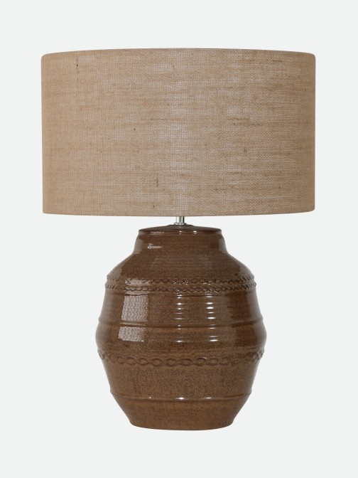 L�mpara de Mesa Barrel de Cer�mica Marr�n 61 cm