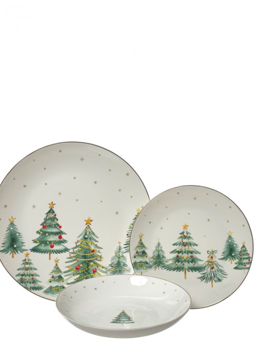Prato Decorativo de Natal de Cermica 673S Branco