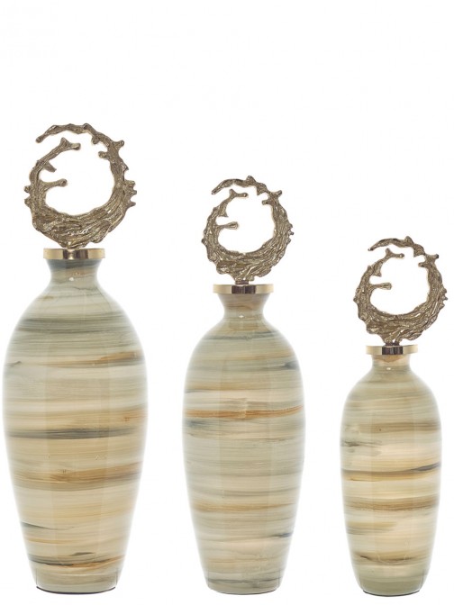 Aluminum and Glass Decorative Pot 859 Multicolor