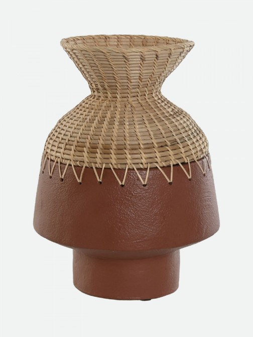 Jar 013 in terracotta and raffia 35 cm