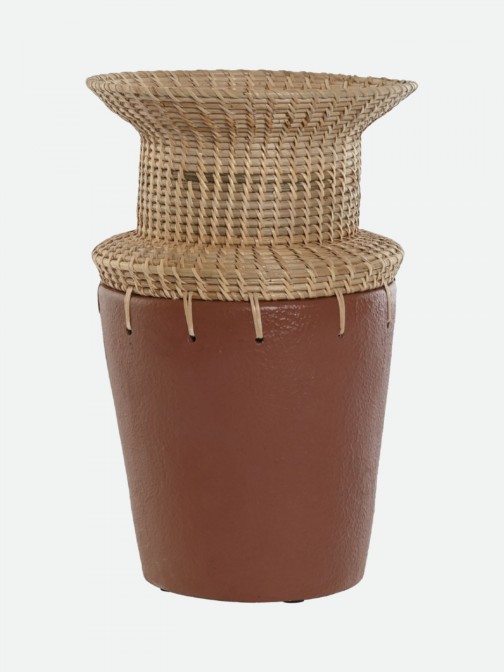 Jarra 014 em terracota e r�fia 35 cm