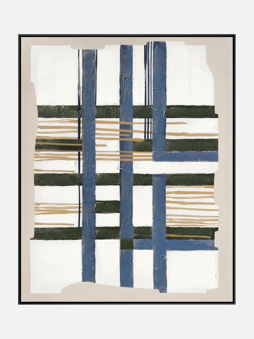 Quadro Decorativo Blue Chess Pintado � M�o 80x100cm