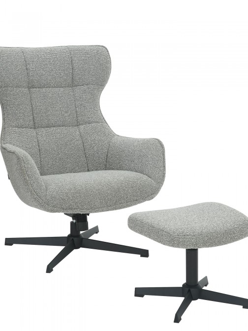 Armchair with Swivel and Reclining System with Footrest Rennes Gray