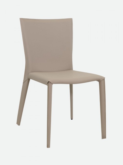 Mandal Leather-Effect Microfibre Beige Chair with Iron Frame