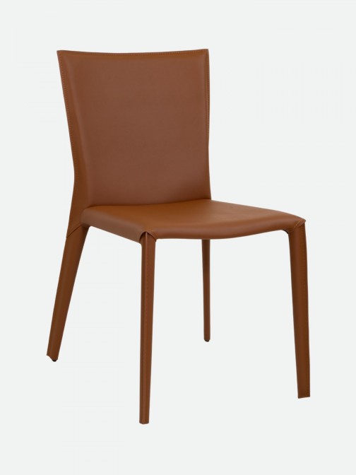 Mandal Orange Leather-Effect Microfibre Chair with Iron Frame