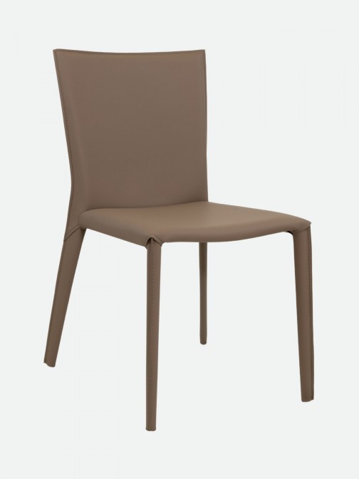 Mandal Leather-Effect Microfibre Taupe Chair with Iron Frame