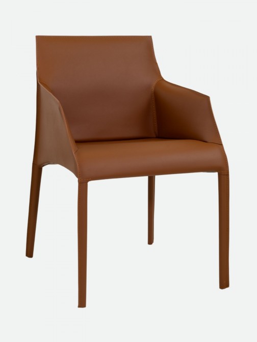 Bryne Leather-Effect Microfibre Orange Chair with Iron Frame