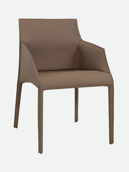 Bryne Leather-Effect Microfibre Taupe Chair with Iron Frame