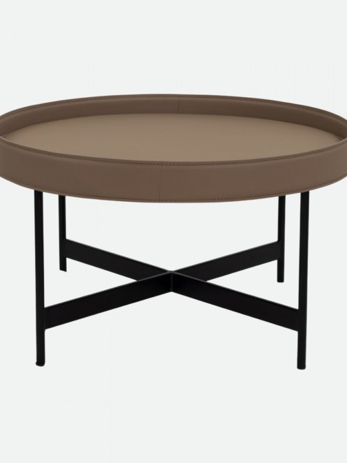 Arendal Taupe Leather-Effect Microfibre Coffee Table with Metal Frame