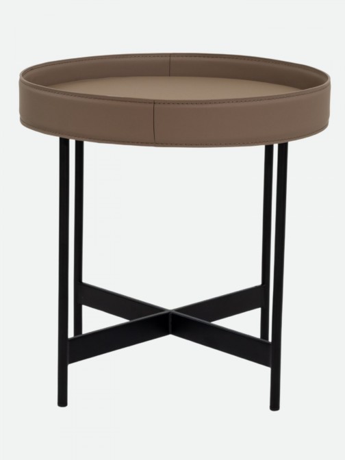 Arendal Taupe Leather-Effect Microfibre Coffee Table with Metal Frame