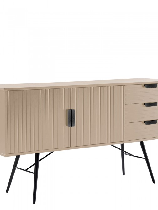 Wooden Sideboard with 2 Doors and 2 Drawers Pavo Beige