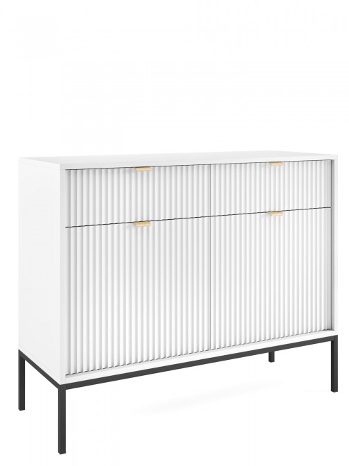 Wooden 2-Door with Drawers Sideboard Virgo White