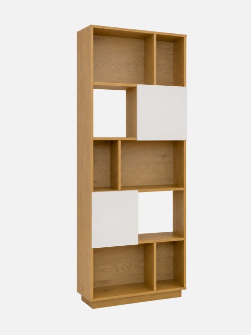 Rupel oak effect shelving unit with white doors 80cm