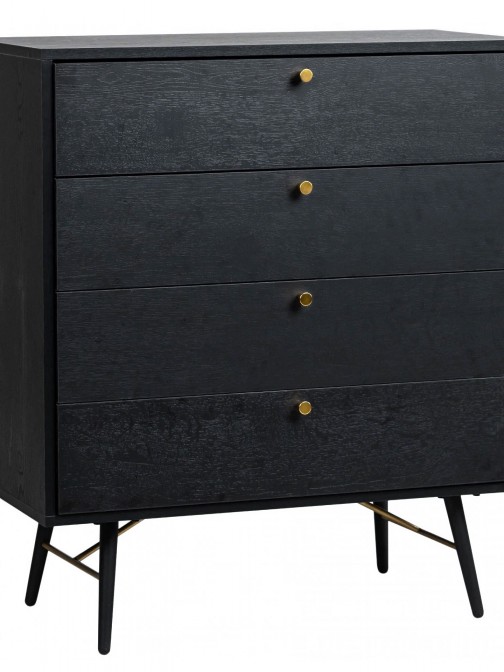4-Drawer Wooden Chest of Drawers Volans Black
