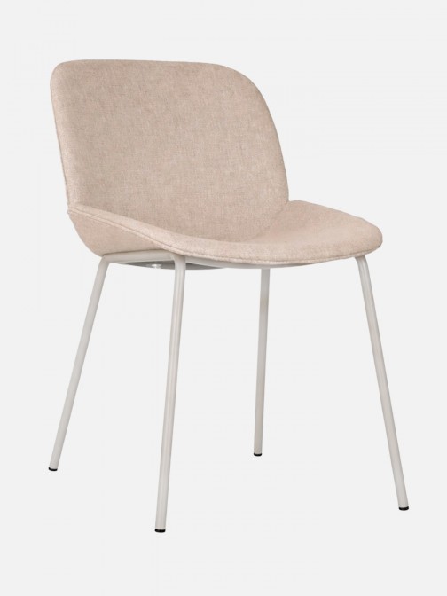 Velino chair in beige fabric with steel legs finished in beige