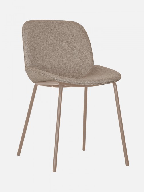 Velino chair in brown fabric with steel legs finished in brown