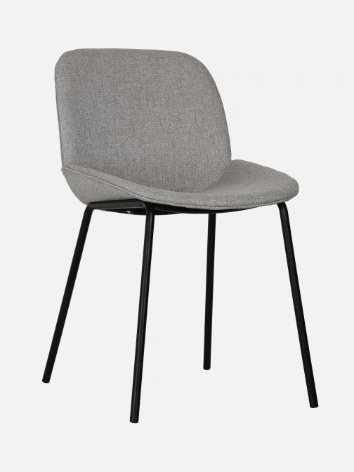 Velino chair in gray fabric with steel legs finished in black