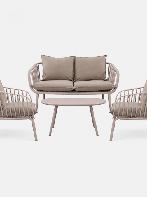 Piave garden set with 2 seater sofa + 2 armchairs and gray coffee table
