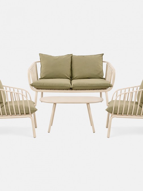 Piave garden set with 2 seater sofa + 2 armchairs and cream coffee table