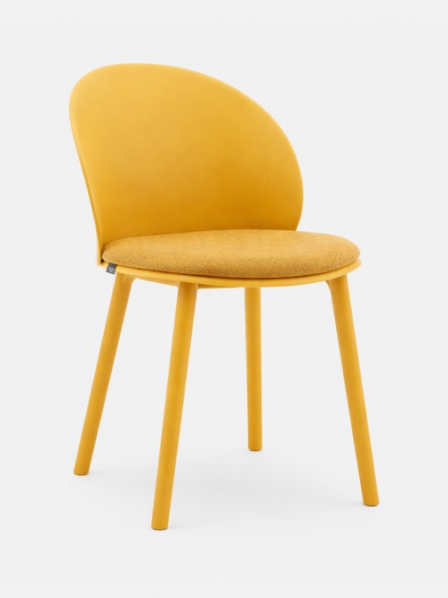 Stella yellow polypropylene chair with cushioned seat