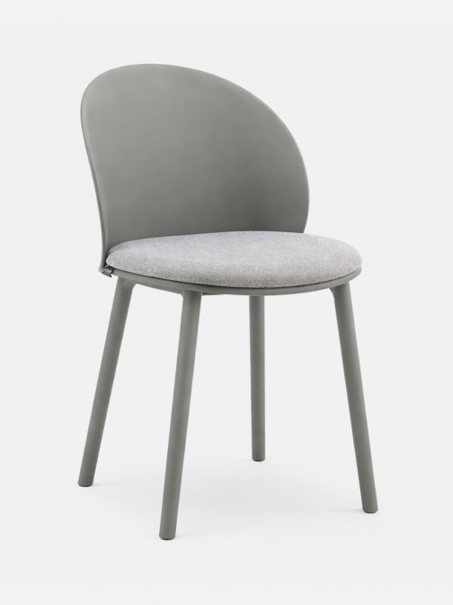 Stella dark gray polypropylene chair with cushioned seat