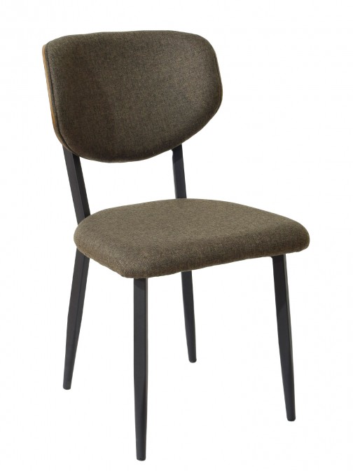 Wooden and Fabric Dining Chair Pantin Brown