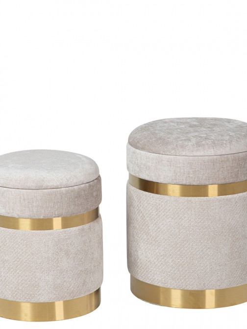 Pouf de Metal e Tecido 091 Cinzento