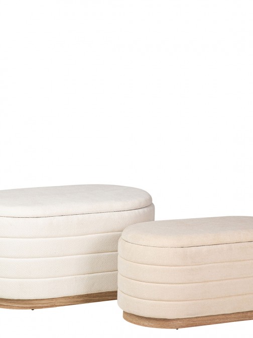 Pouf de Madeira e Tecido 101 Bege