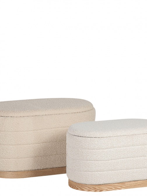 Pouf de Madeira e Tecido 102 Bege
