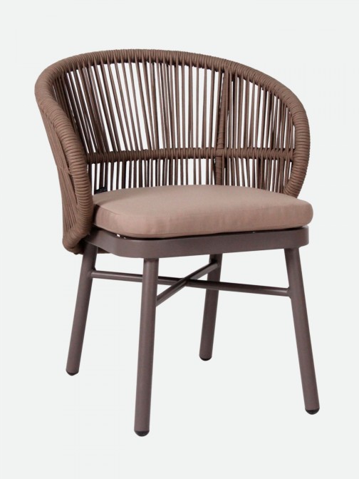 Stackable outdoor chair Trebbia brown in rope and aluminum