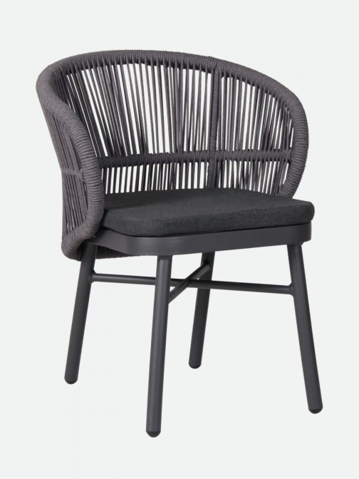 Trebbia stackable outdoor chair dark gray in rope and aluminum