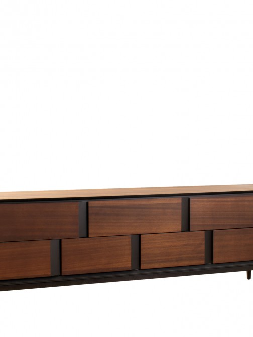 7 Drawers Sideboard in Ash Wood Argo Brown