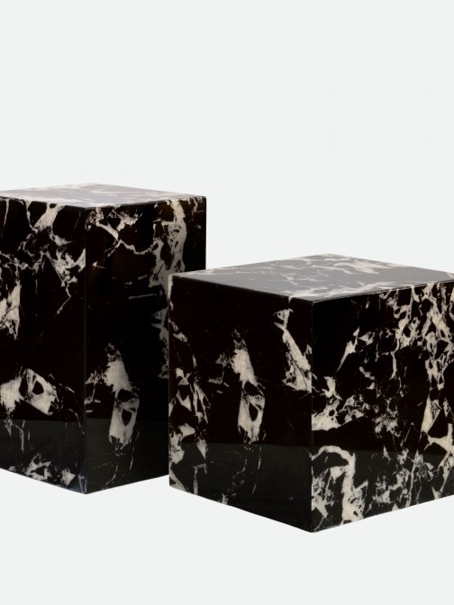 Bulgari Black stone composite side table 38cm
