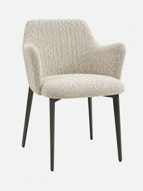 Kiel Cream Fabric Chair with Copper Metal Legs