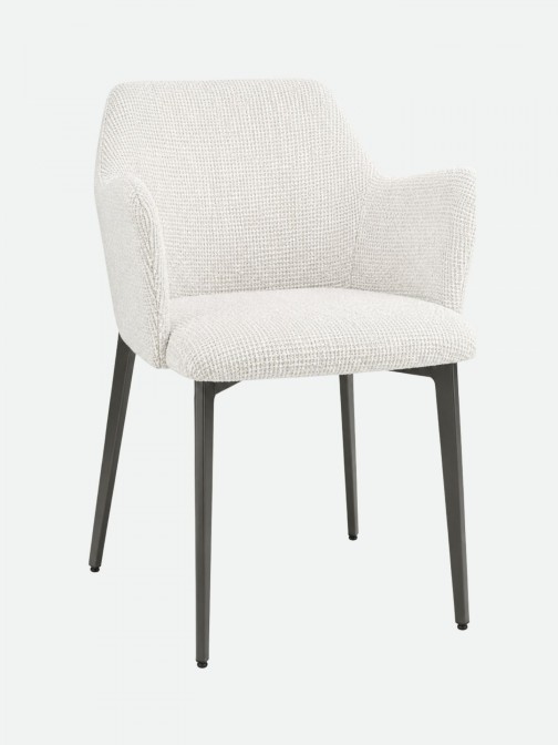 Kiel White Fabric Chair with Copper Metal Legs