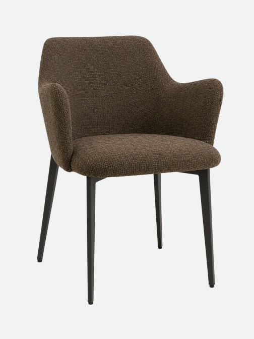 Silla Kiel de Tela Marr�n y Patas de Metal Cobre