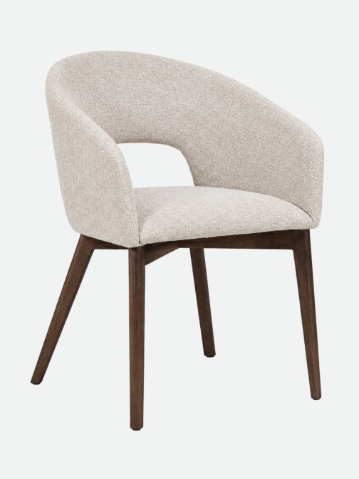Fulda Cream Fabric Chair with Ash Wood Legs