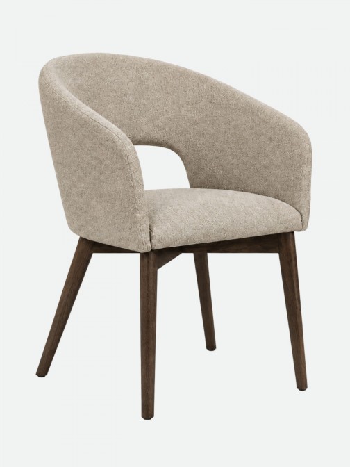 Silla Fulda de Tela Beige y Patas de Madera de Fresno
