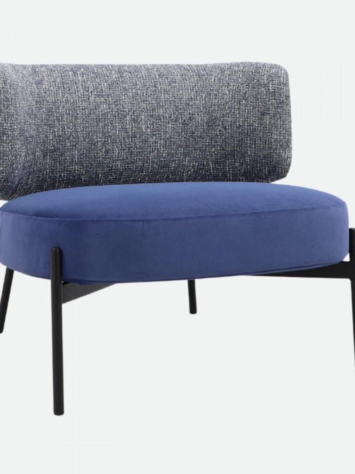 REVIN armchair in metal and blue chenile