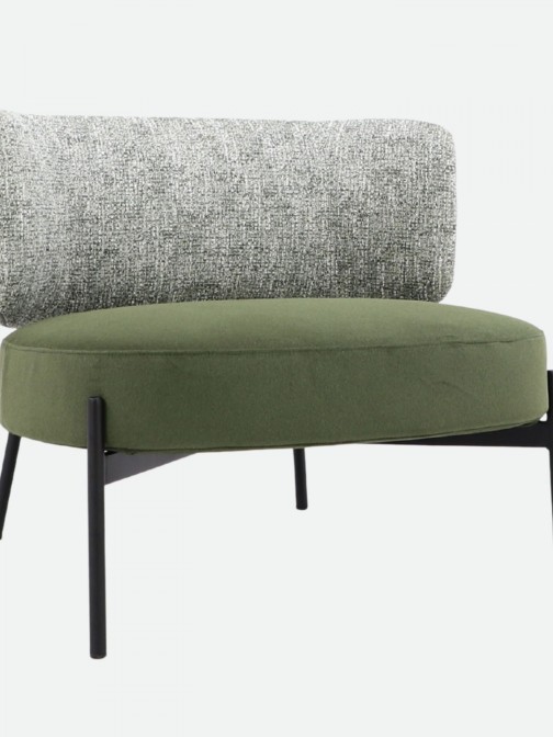 REVIN armchair in metal and green chenile
