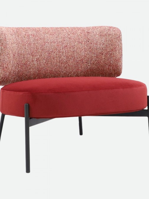 REVIN armchair in metal and red chenile