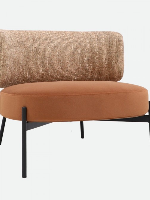 REVIN Armchair in Metal and Terracotta Chenille
