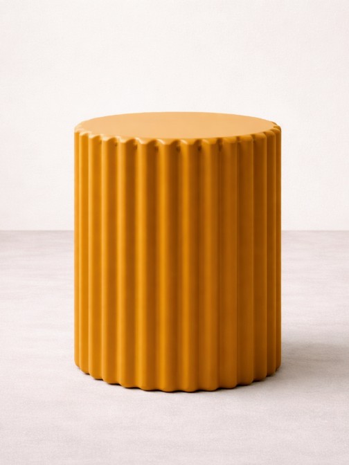 Round side table Zuri mustard yellow in ceramic �33 cm