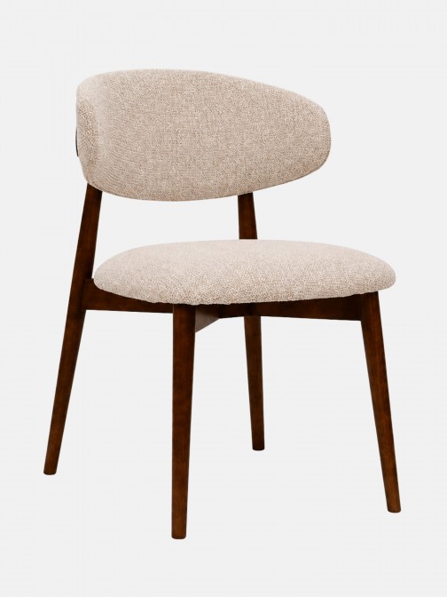 Roya chair in beige chenille with solid wood legs