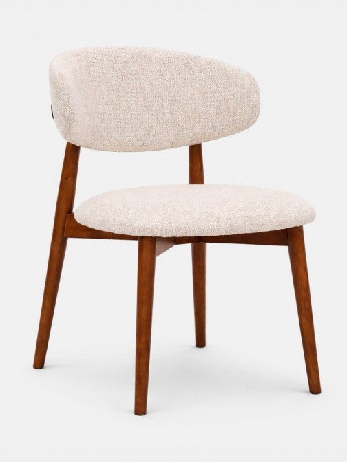 Roya chair in cream chenille with solid wood legs