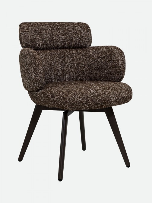 Silla Erdal tapizada en tela marr�n con patas de metal color caf�