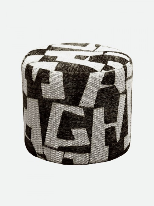 Pouf redondo Stava em chenille preto